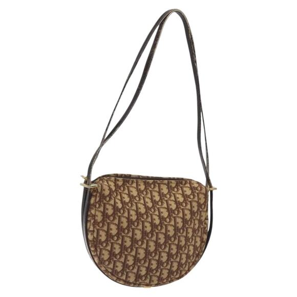 DIOR Trotter Canvas Shoulder Bag Brown Gold - Picture 1 of 12